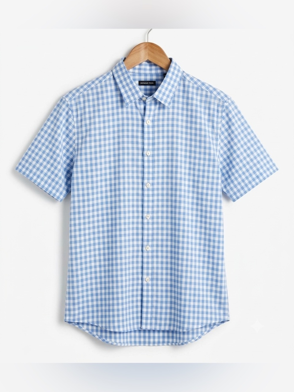 Zachary Prell Blue & White Gingham Short Sleeve Button Down Shirt XL NWOT